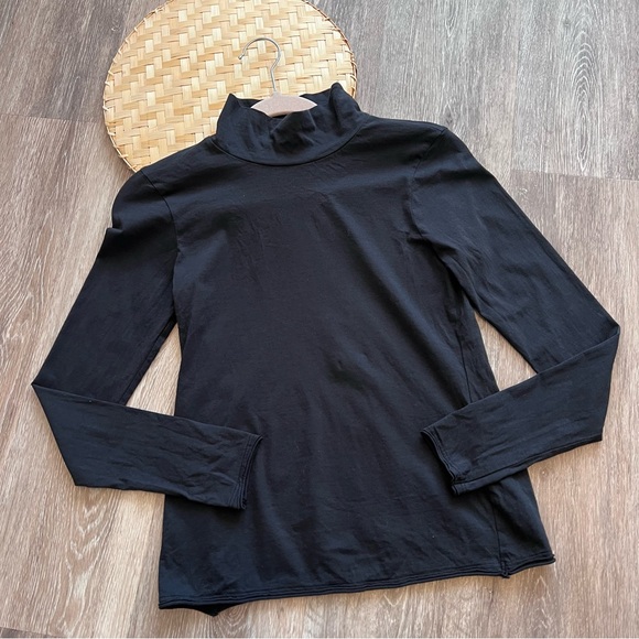 Anthropologie black mock neck turtleneck top long sleeve - Picture 2 of 7